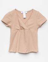 WHITE FAWN Surplice Girls Mocha Top