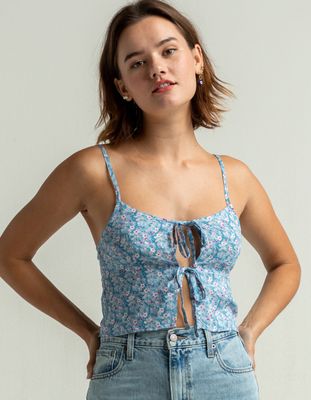 SKY AND SPARROW Floral Double Tie Front Cami