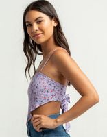 SKY AND SPARROW Ditsy Lavender Hanky Tie Back Top