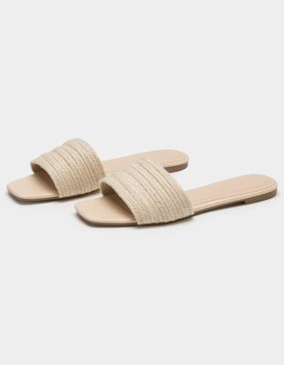 BAMBOO Square Toe Flat Slide Sandals