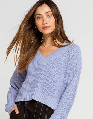 FULL TILT V Neck Light Blue Sweater