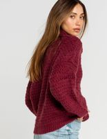 WEST OF MELROSE Just Roll With It Cowl Neck Wine Sweater