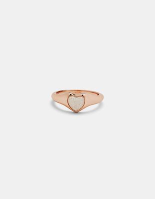 PURA VIDA Stone Heart Rose Gold Signet Ring