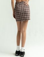 FULL TILT Front Notch Brown Plaid Skirt