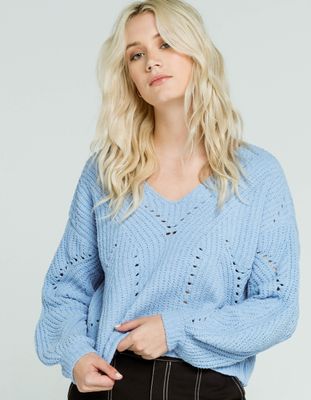 SKY AND SPARROW Transition Stitch Light Blue Sweater