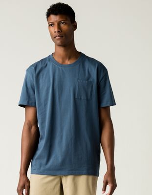 RSQ Oversized Solid Washed Navy Pocket Tee