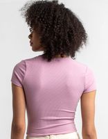 DESTINED Lilac Ribbed V-Neck Crop Tee