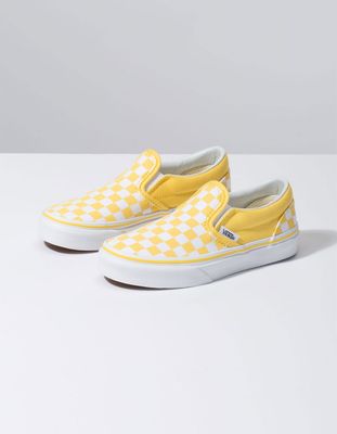 VANS Checkerboard Classic Slip-On Aspen Gold & True White Kids Shoes