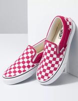 VANS Checkerboard Classic Slip-On Cerise & True White Shoes