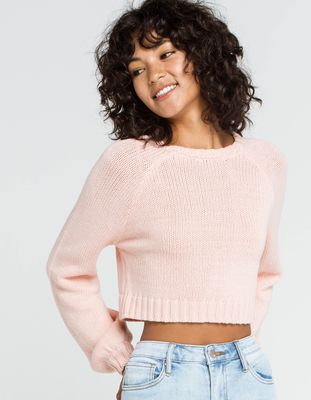 RSQ Balloon Sleeve Rose Crop Sweater