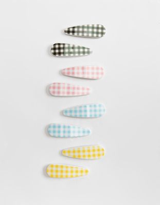 FULL TILT 8 Pack Gingham Hair Clips