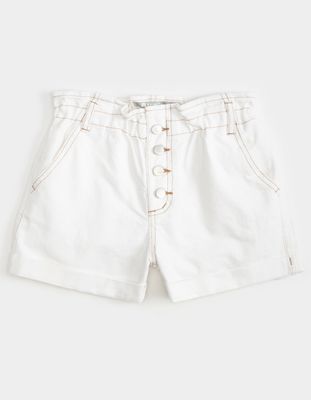 TRACTR Hi Rise Girls White Paperbag Shorts
