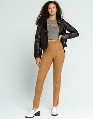 TRACTR Pull On Suede High Rise Pants