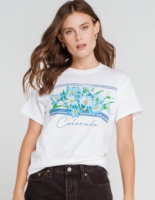 WEST OF MELROSE Colorado Blue Flowers Tee