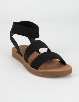 SODA Elastic Banded Ankle Strap Black Sandals