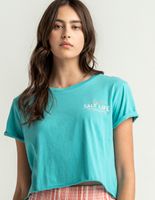 SALT LIFE Salty Teal Green Crop Tee