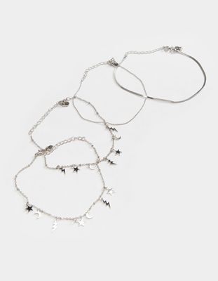 FULL TILT 4 Pack Moon & Star Anklet Set