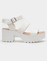 SODA Lug Sole Ankle Strap White Platform Sandals