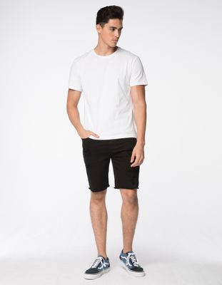 RSQ London Black Destructed Denim Shorts