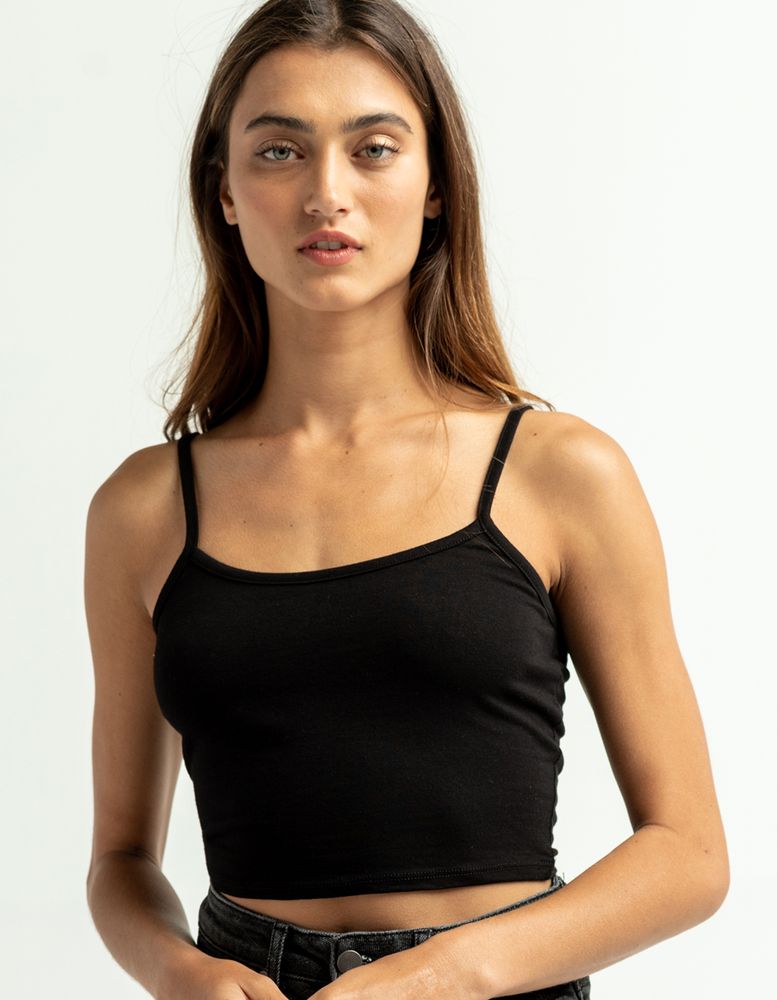 BOZZOLO Black Scoop Neck Crop Cami