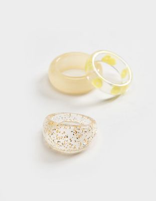 FULL TILT 3 Pack Glitter Acrylic Ring Set