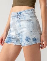 RSQ Curvy High Rise Frayed Tie Dye Denim Shorts