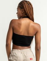 HEART & HIPS Scoop Neck Black Halter Crop Top