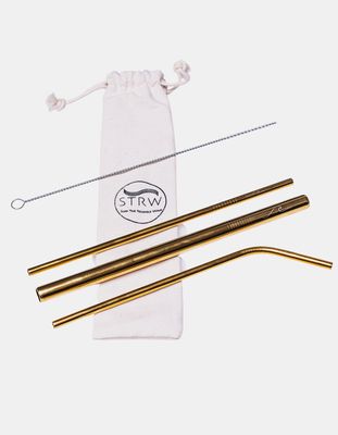 STRW CO. 3 in 1 Gold Steel Straw Variety Pack