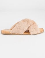 SODA Crisscross Faux Fur Slide Sandals