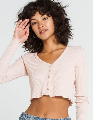SKY AND SPARROW Blush Thermal Knit Crop Top