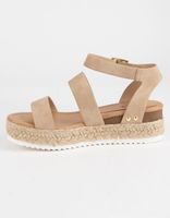 SODA Ankle Banded Taupe Espadrille Flatform Sandals