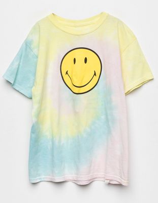 SMILEY Tie Dye Girls Oversized Tee