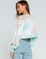 FULL TILT V Neck Tie Dye Light Green Crop Sweatshirt