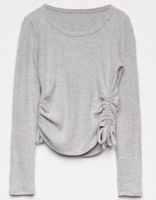 WHITE FAWN Cozy Cinch Side Girls Heather Gray Top