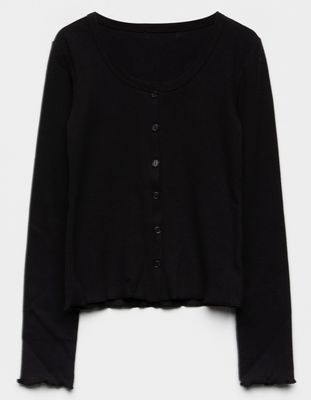 WHITE FAWN Button Front Girls Black Cardigan