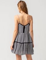 SKY AND SPARROW Gingham Tiered Babydoll Dress