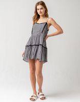 SKY AND SPARROW Gingham Tiered Babydoll Dress