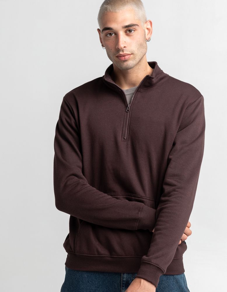 RSQ Plum 1/4 Zip Mock Neck Sweatshirt