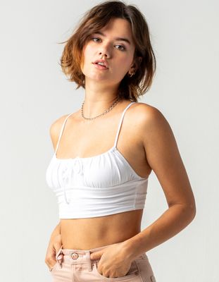 SKY AND SPARROW Emma Solid Ruched Crop Cami