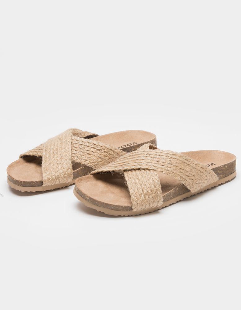 SODA Crisscross Raffia Slides