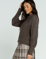 WEST OF MELROSE Get With Knit Charcoal Chunky Sweater