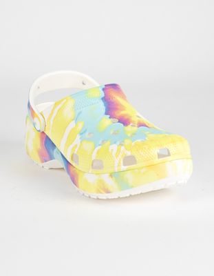 CROCS Classic Platform Tie Dye Graphic Clogs