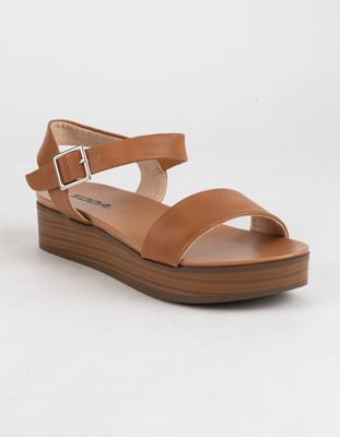 SODA Nebula Platform Tan Flatform Sandals