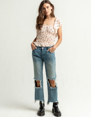 FREE PEOPLE Maggie Mid Rise Straight Leg Jeans
