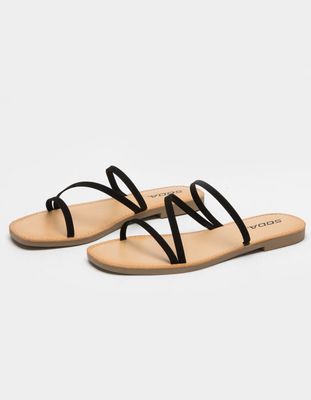 SODA Strappy Black Slide Sandals