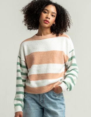 LUMIERE Striped Cream Combo Sweater