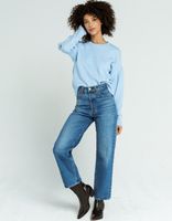 WOVEN HEART Drop Shoulder Puff Sleeve Light Blue Sweater