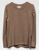 HAYDEN Puff Sleeve Girls Taupe Top