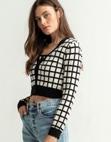 WEST OF MELROSE Plaid Love Crop Cardigan