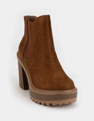 SODA Platform Chestnut Chelsea Boots